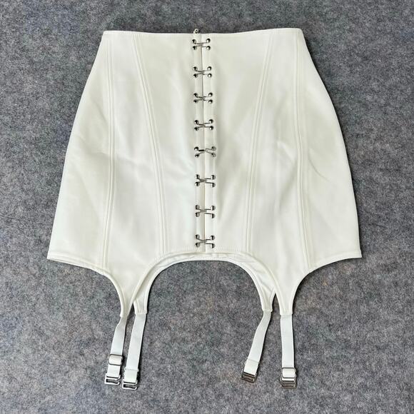 Dion Lee Women’s White Boned Corset Front Hook Closure Garter Mini Skirt Size 8 - Picture 1 of 11